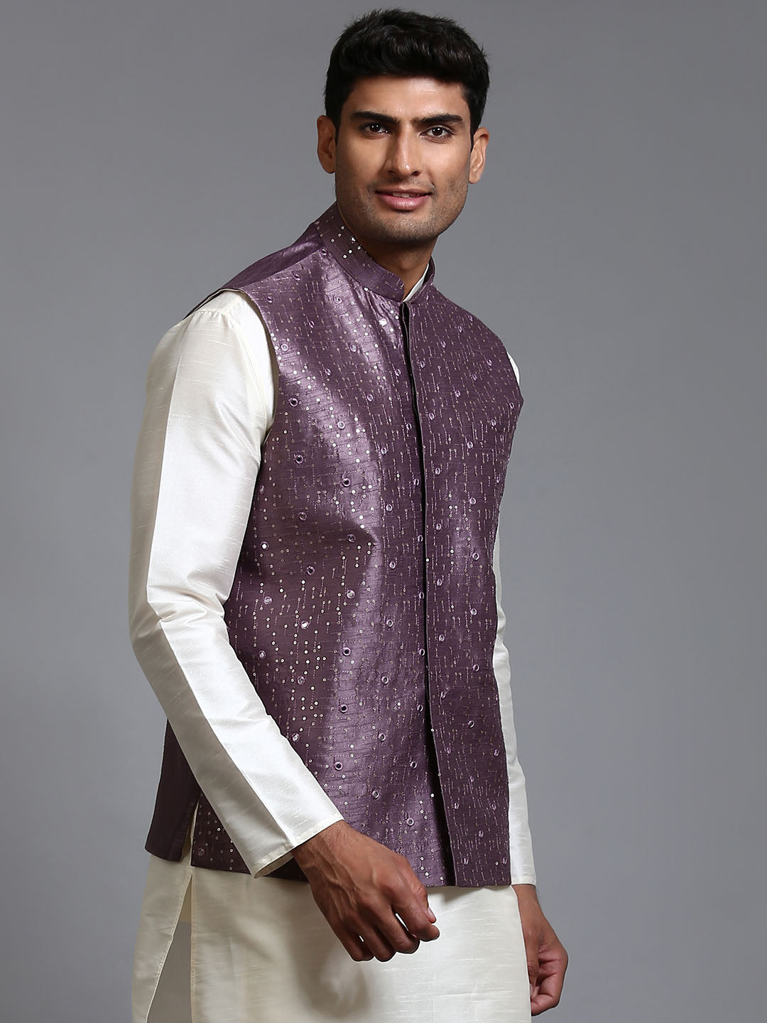 Men's Purple Embellished Jacket
