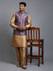 Men's Purple Embellished Jacket With Rose Gold Kurta Pant Set