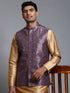 Men's Purple Embellished Jacket With Rose Gold Kurta Pant Set
