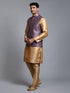 Men's Purple Embellished Jacket With Rose Gold Kurta Pant Set