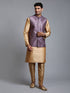 Men's Purple Embellished Jacket With Rose Gold Kurta Pant Set