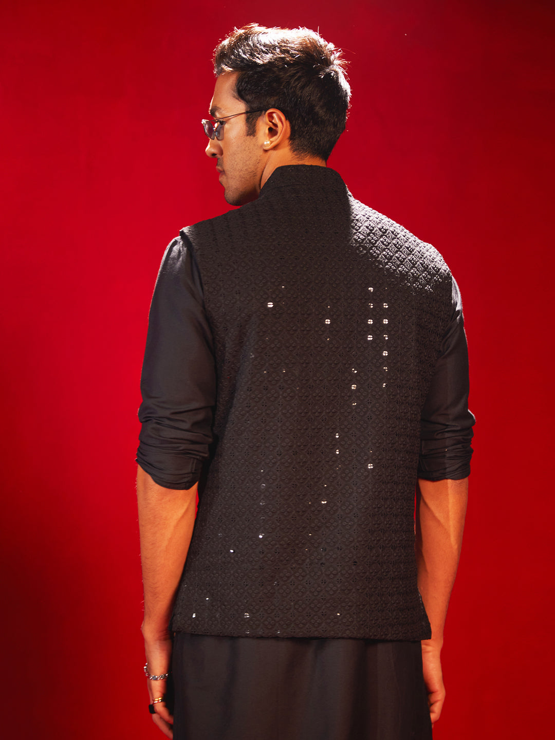Men's Black Schiflli Nehru Jacket