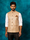 Men's Beige Woven Nehru Jacket