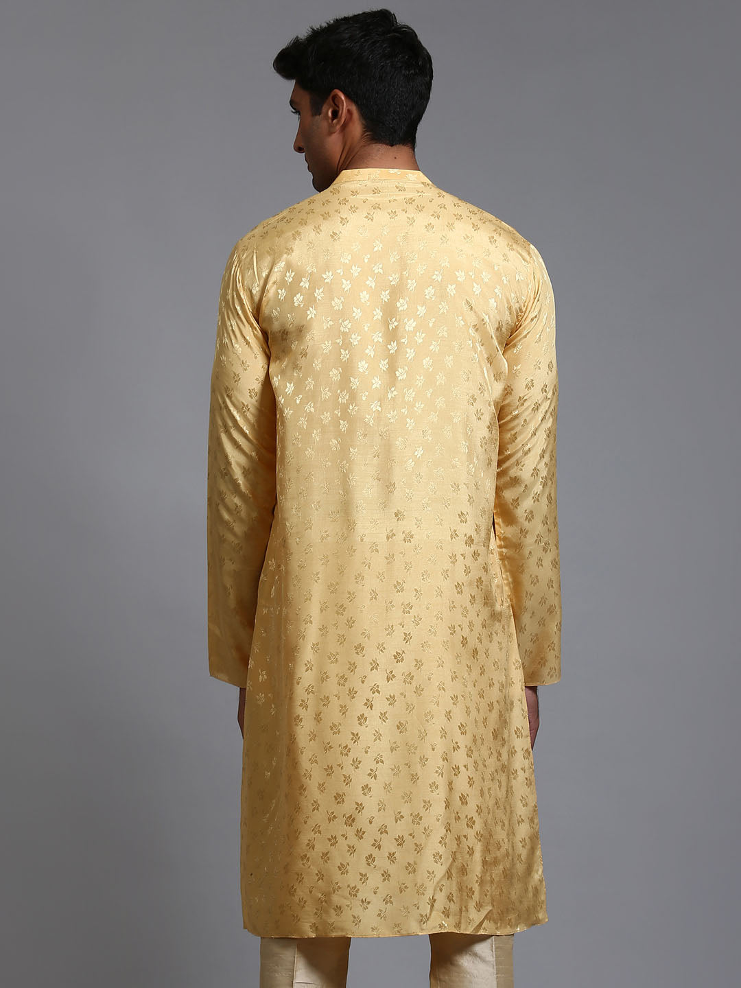 Men's Yellow Jacquard Kurta