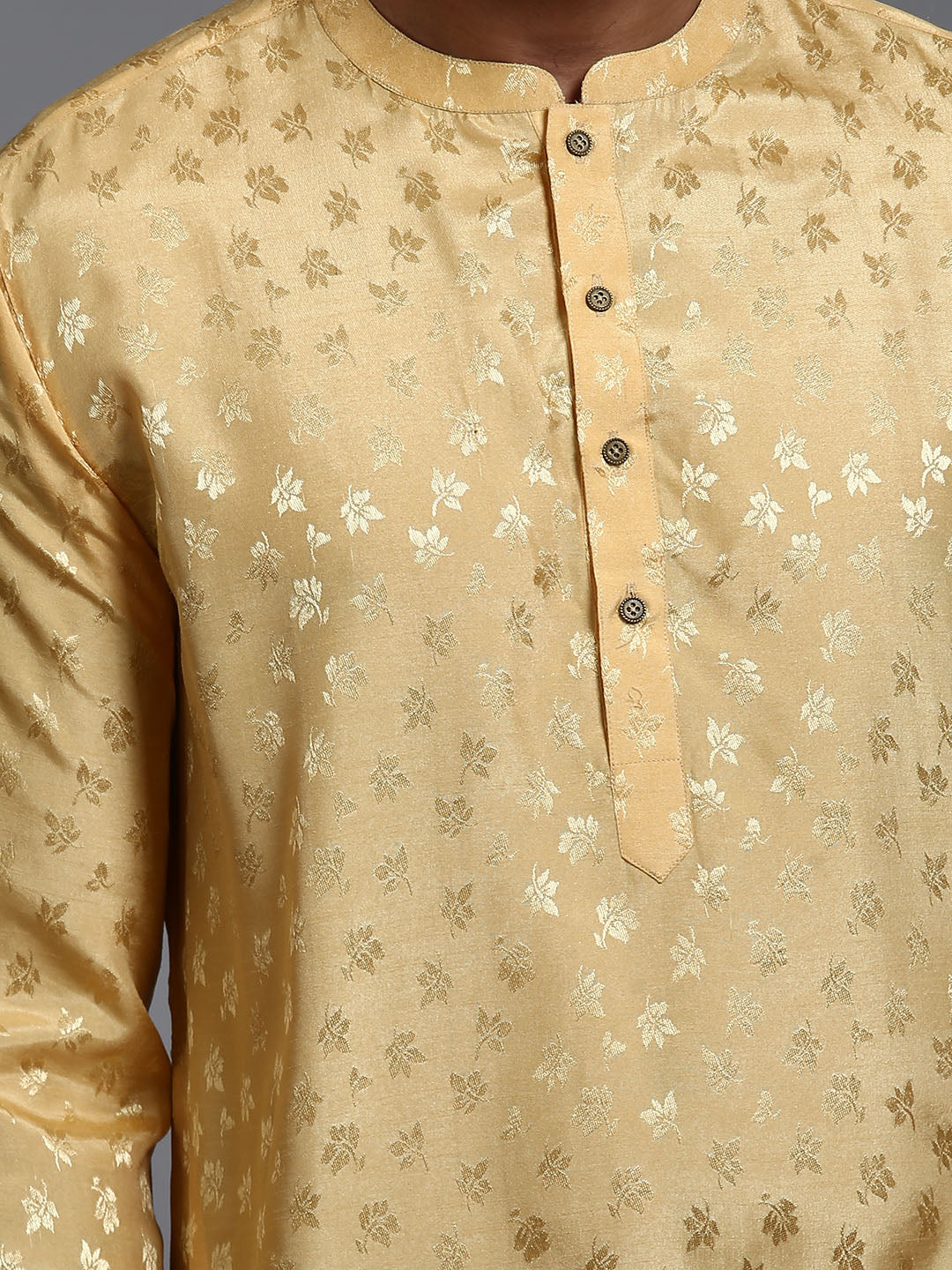 Men's Yellow Jacquard Kurta