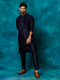 Men's Blue Silk Blend Kurta Pyjama Set