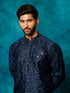 Men's Blue Silk Blend Kurta Pyjama Set