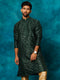 Men's Green Silk Blend Embellished Kurta