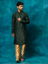 Men's Green Silk Blend Kurta Pyjama Set