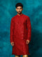 Men's Maroon Silk Blend Embellished Kurta