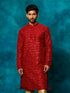 Men's Maroon Silk Blend Embellished Kurta