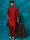 Men's Maroon Silk Blend Kurta Pyjama Set