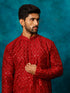 Men's Maroon Silk Blend Kurta Pyjama Set