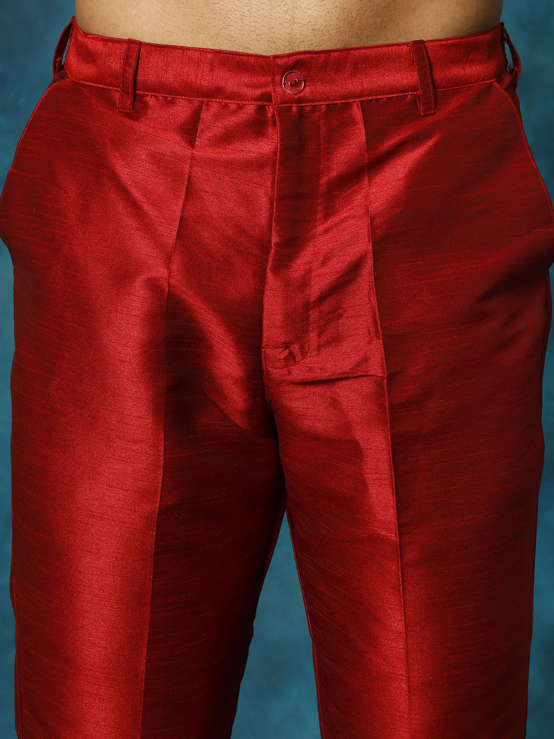 Men's Maroon Silk Blend Kurta Pyjama Set