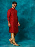 Men's Maroon Silk Blend Kurta Pyjama Set