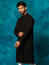 Men's Black Rayon Schiffli Kurta