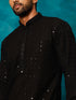 Men's Black Rayon Schiffli Kurta