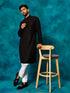 Men's Black Rayon Schiffli Kurta And Pant Set