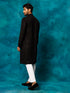 Men's Black Rayon Schiffli Kurta And Pant Set