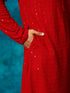 Men's Maroon Rayon Schiffli Kurta And Pant Set