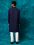 Men's Navy Blue Rayon Schiffli Kurta And Pant Set