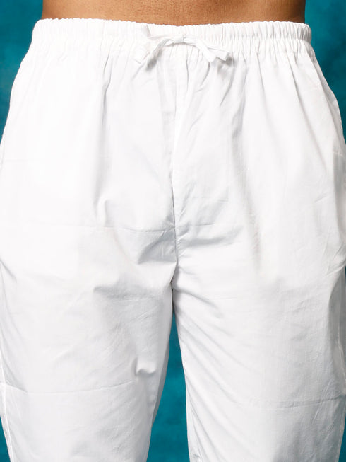 Men's Navy Blue Rayon Schiffli Kurta And Pant Set