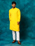 Men's Yellow Rayon Schiffli Kurta And Pant Set
