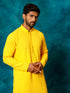 Men's Yellow Rayon Schiffli Kurta And Pant Set