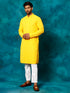 Men's Yellow Rayon Schiffli Kurta And Pant Set