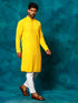 Men's Yellow Rayon Schiffli Kurta And Pant Set