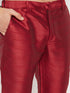 Men's Maroon Silk Blend Kurta And Maroon Pant Style Pyjama Set With Dupatta