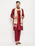 Men's Maroon Silk Blend Kurta And Maroon Pant Style Pyjama Set With Dupatta