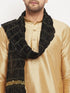 Men's Rose Gold And Black Silk Blend Kurta, Pyjama & Dupatta Set