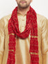 Men's Rose Gold And Maroon Silk Blend Kurta, Pyjama & Dupatta Set