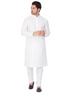 Men's White Cotton Silk Blend Kurta and Pyjama Set