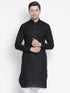 VASTRAMAY Men's Black Cotton Blend Kurta