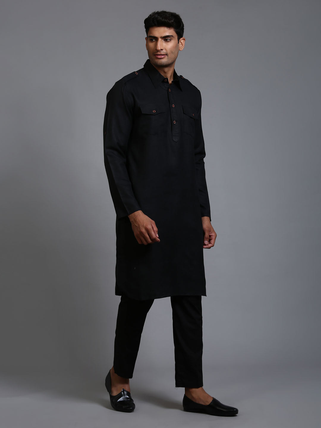 Men's Black Pathani Suit Set