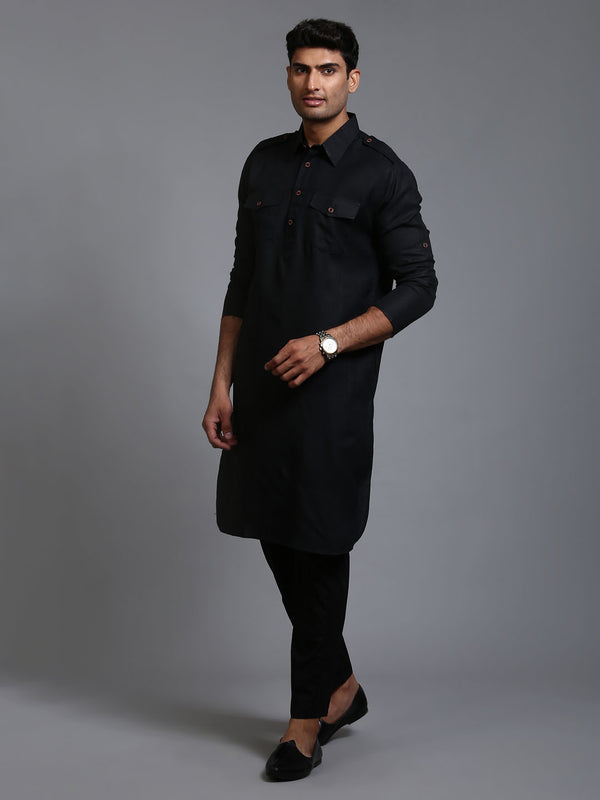 Men's Black Pathani Suit Set
