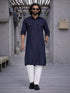 Men's Blue Pathani Suit With White Pant Set