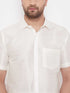 Men's Cream Silk Blend Ethnic Shirt