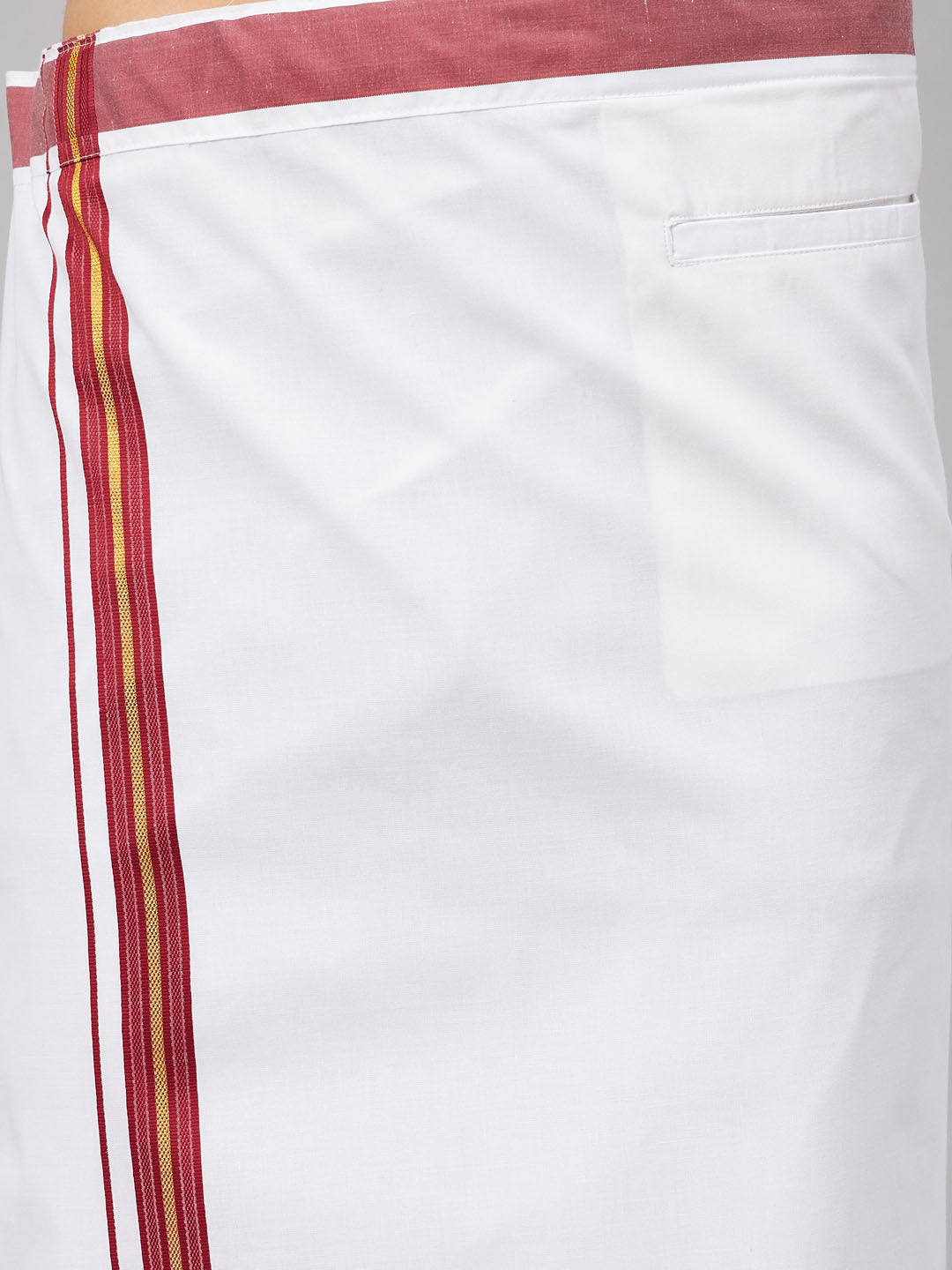 Men's Rose Gold And White Silk Blend Shirt And Mundu Set