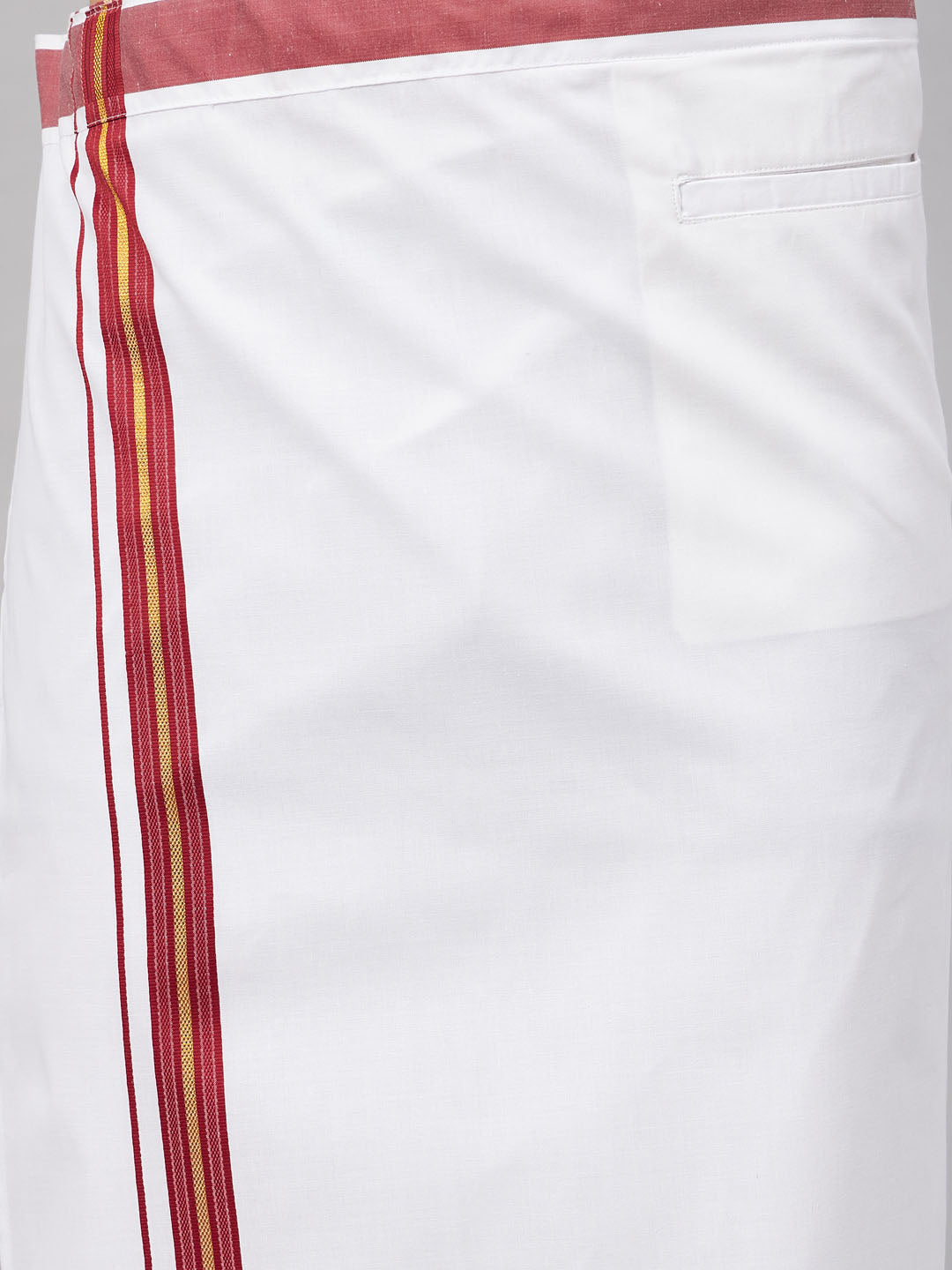 Men's Rose Gold & White Silk Blend Shirt And Mundu Set