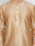 Men's Rose Gold Silk Blend Curved Kurta