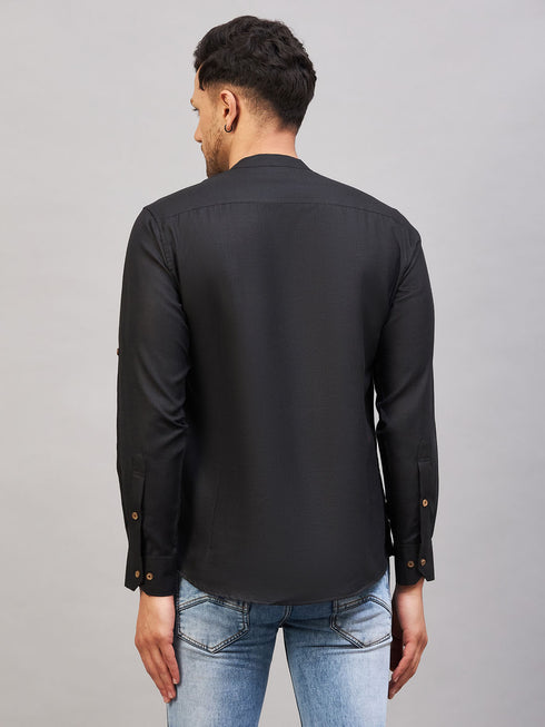 Men's Black Short Cotton Kurta