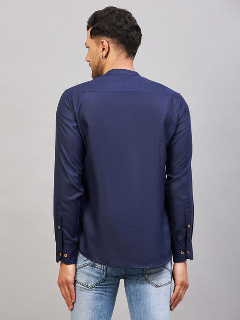 Men's Blue Short Cotton Kurta