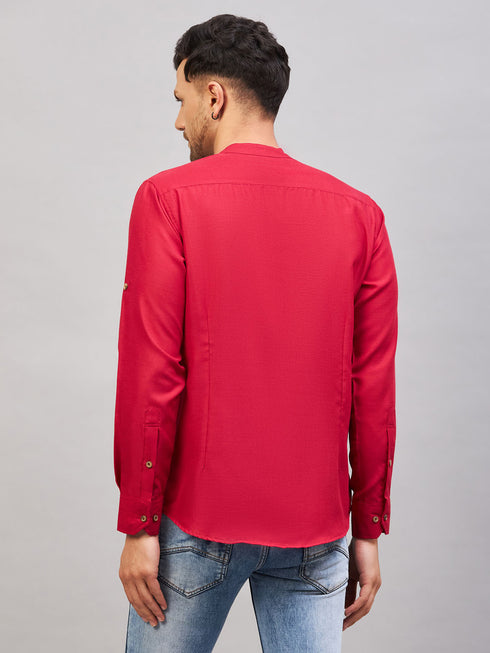 Men's Maroon Short Cotton Kurta