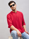 Men's Maroon Short Cotton Kurta