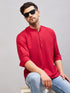 Men's Maroon Short Cotton Kurta