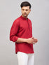 Men's Maroon Short Cotton Kurta