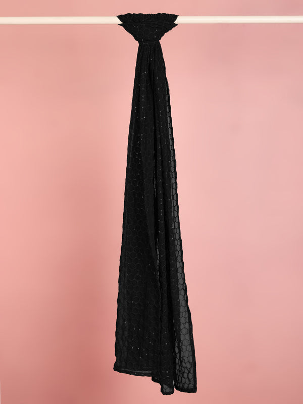 Men's Black Georgette Sequinned Dupatta | Festive Wear